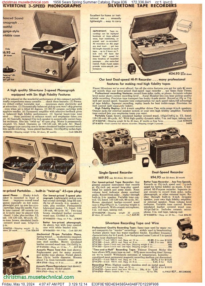 1956 Sears Spring Summer Catalog, Page 836