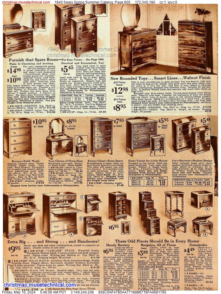 1940 Sears Spring Summer Catalog, Page 605