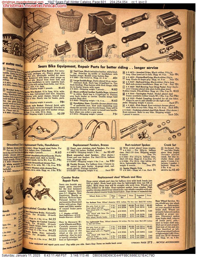 1947 Sears Fall Winter Catalog, Page 601