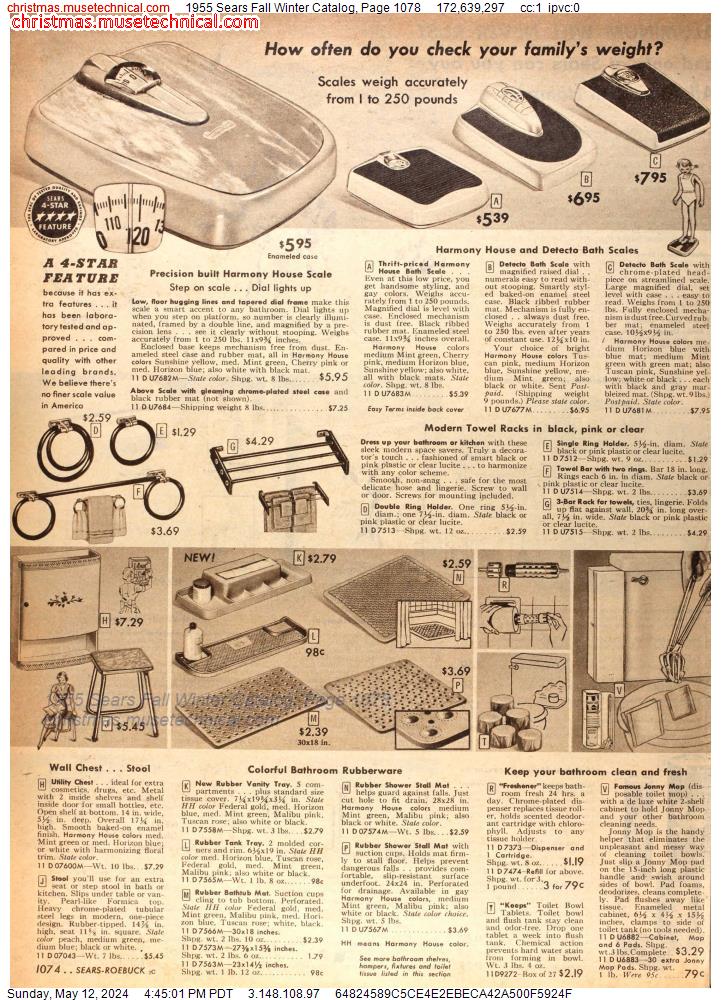 1955 Sears Fall Winter Catalog, Page 1078