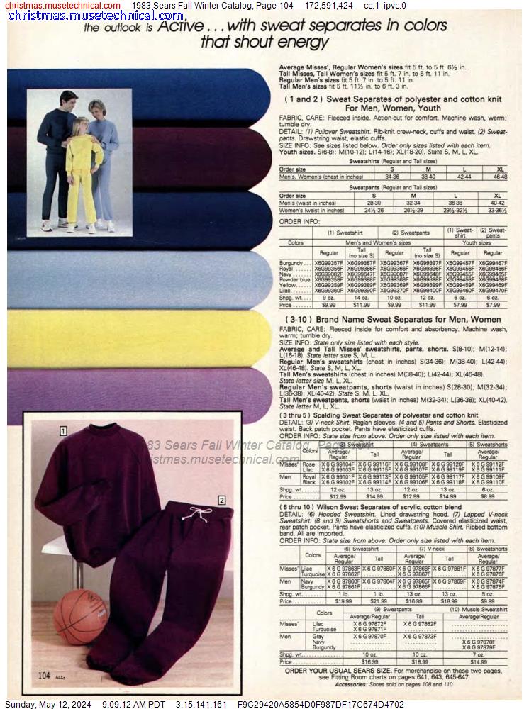 1983 Sears Fall Winter Catalog, Page 104