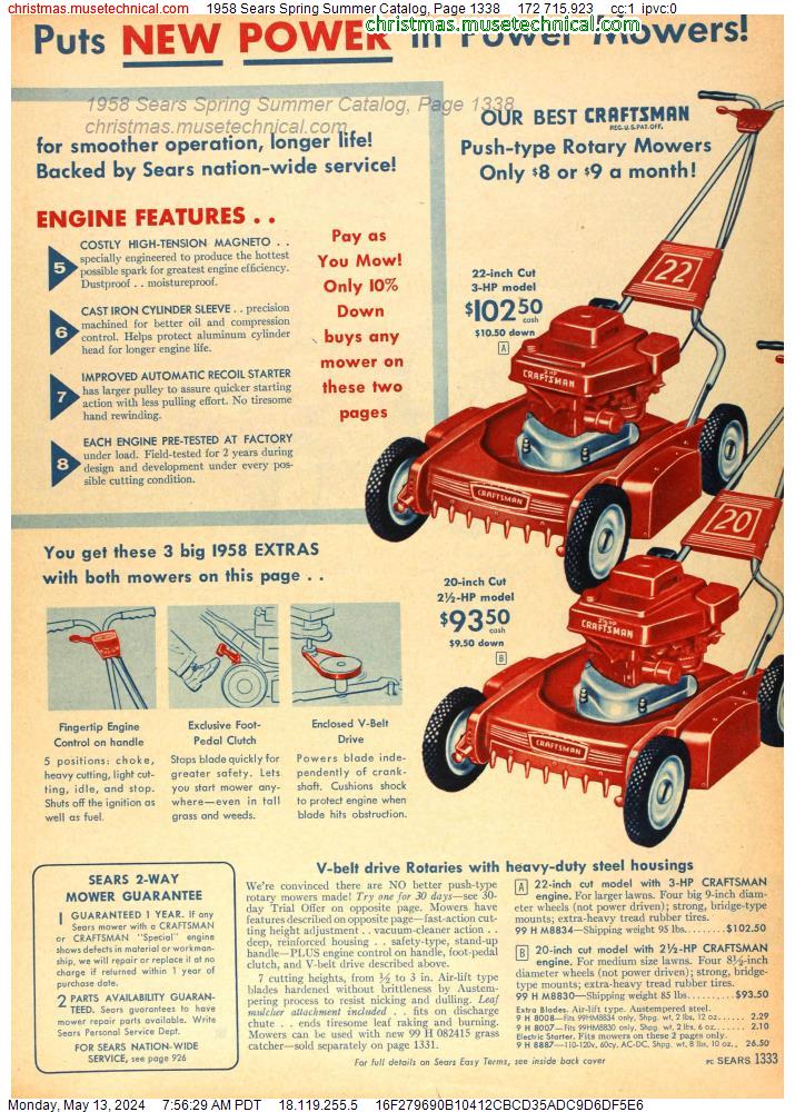 1958 Sears Spring Summer Catalog, Page 1338