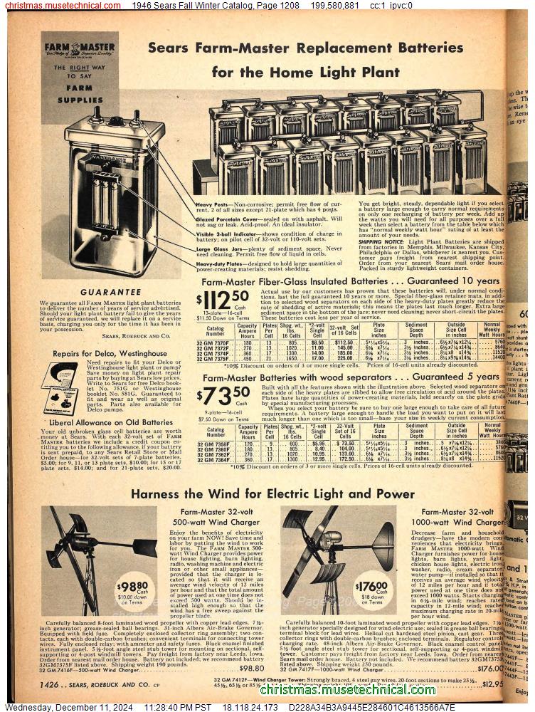 1946 Sears Fall Winter Catalog, Page 1208