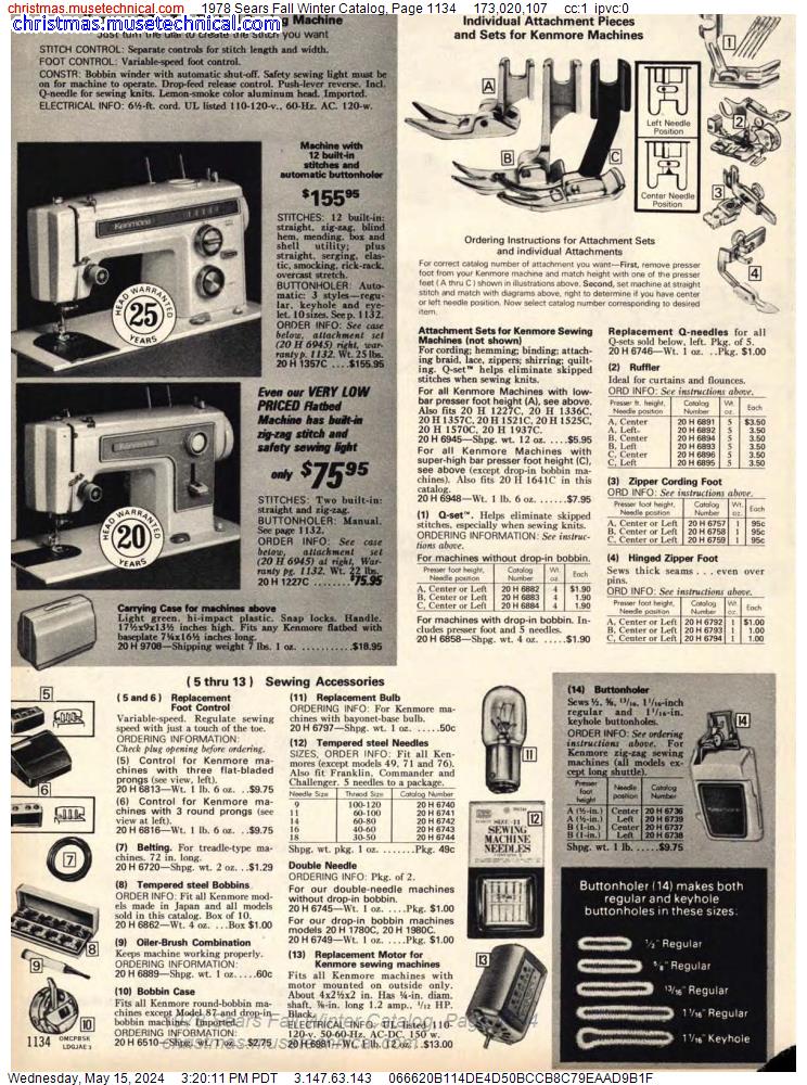 1978 Sears Fall Winter Catalog, Page 1134