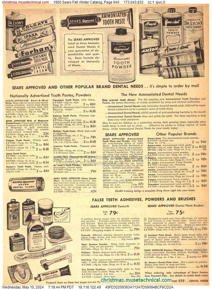 1950 Sears Fall Winter Catalog, Page 940
