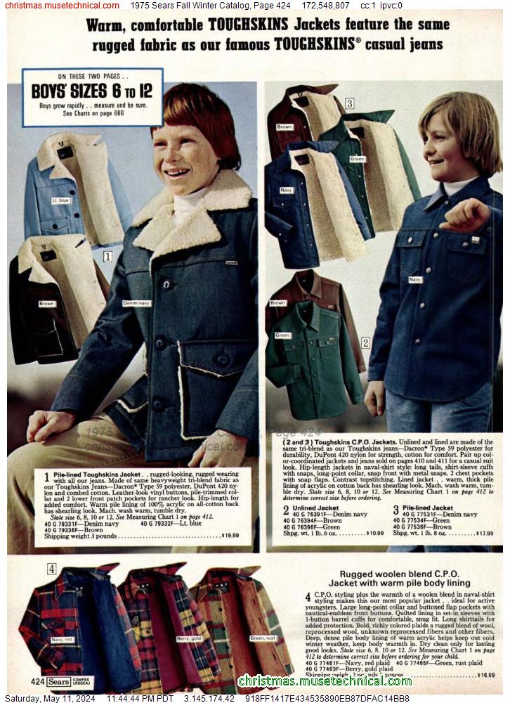 1975 Sears Fall Winter Catalog, Page 424
