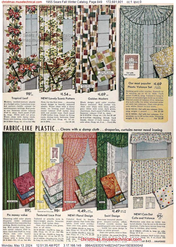 1955 Sears Fall Winter Catalog, Page 849