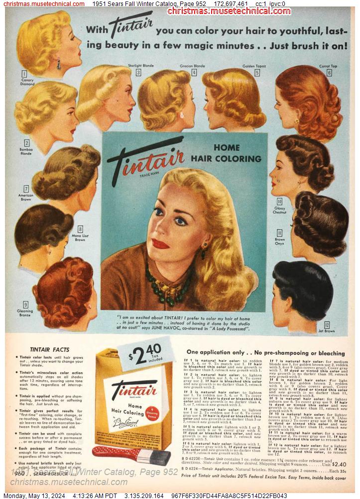 1951 Sears Fall Winter Catalog, Page 952