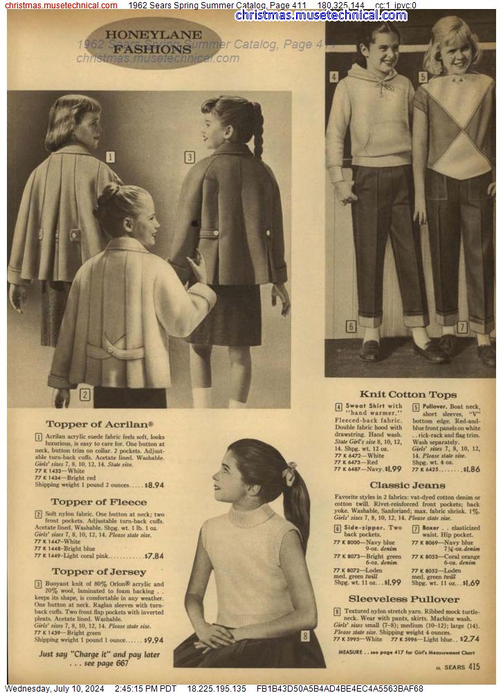 1962 Sears Spring Summer Catalog, Page 411