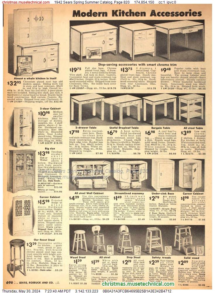 1942 Sears Spring Summer Catalog, Page 820