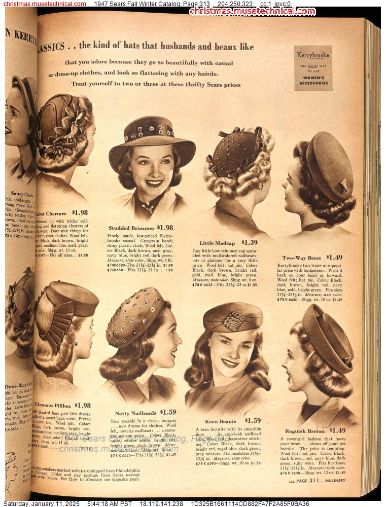 1947 Sears Fall Winter Catalog, Page 313