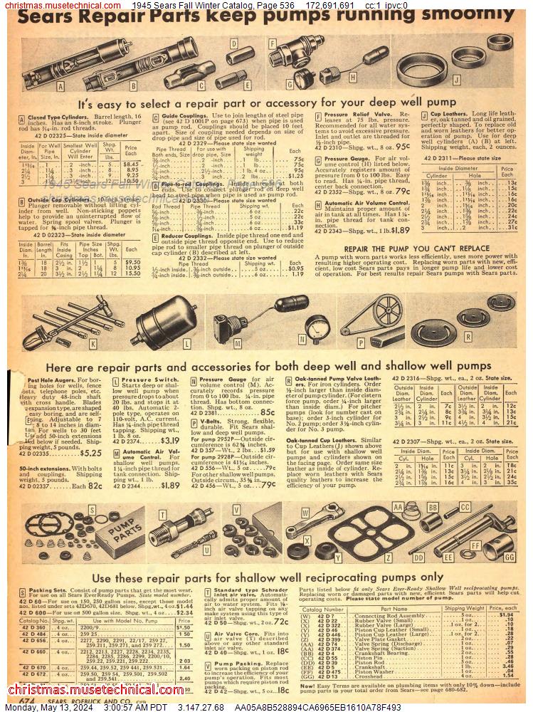1945 Sears Fall Winter Catalog, Page 536