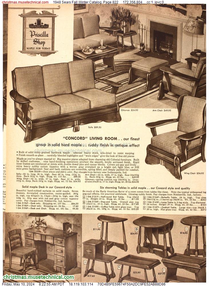 1948 Sears Fall Winter Catalog, Page 822