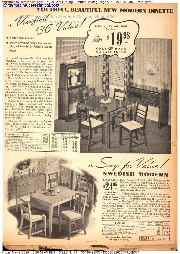 1939 Sears Spring Summer Catalog, Page 536