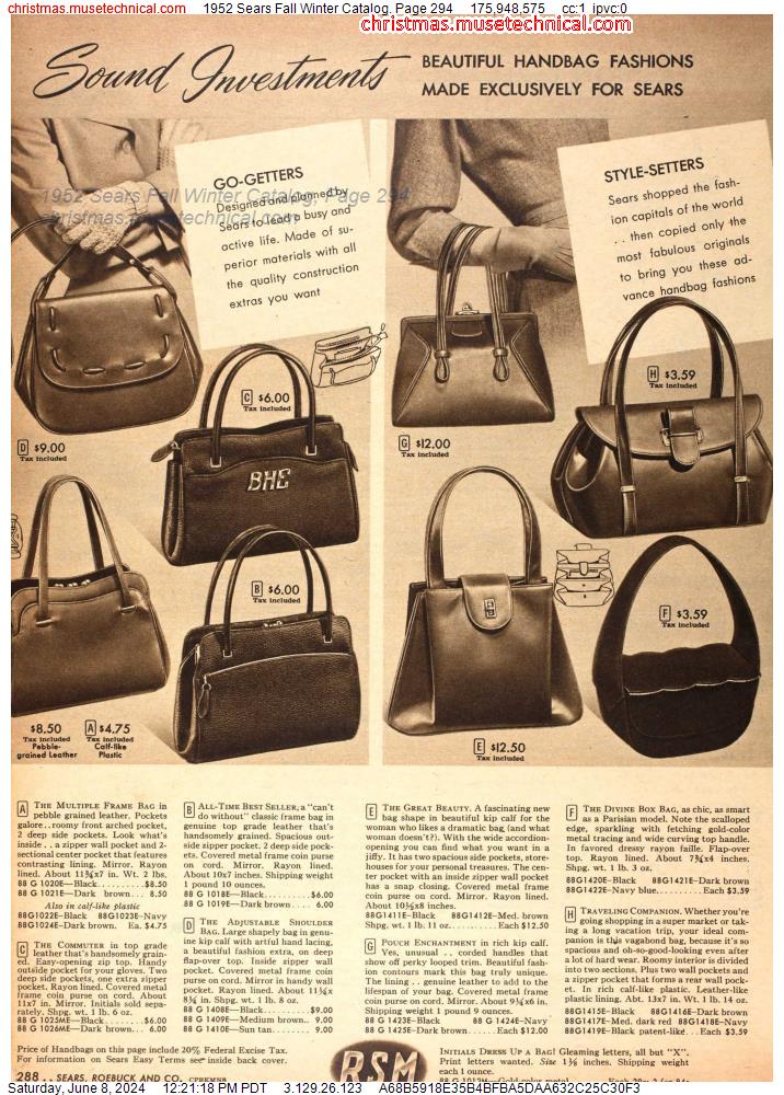 1952 Sears Fall Winter Catalog, Page 294