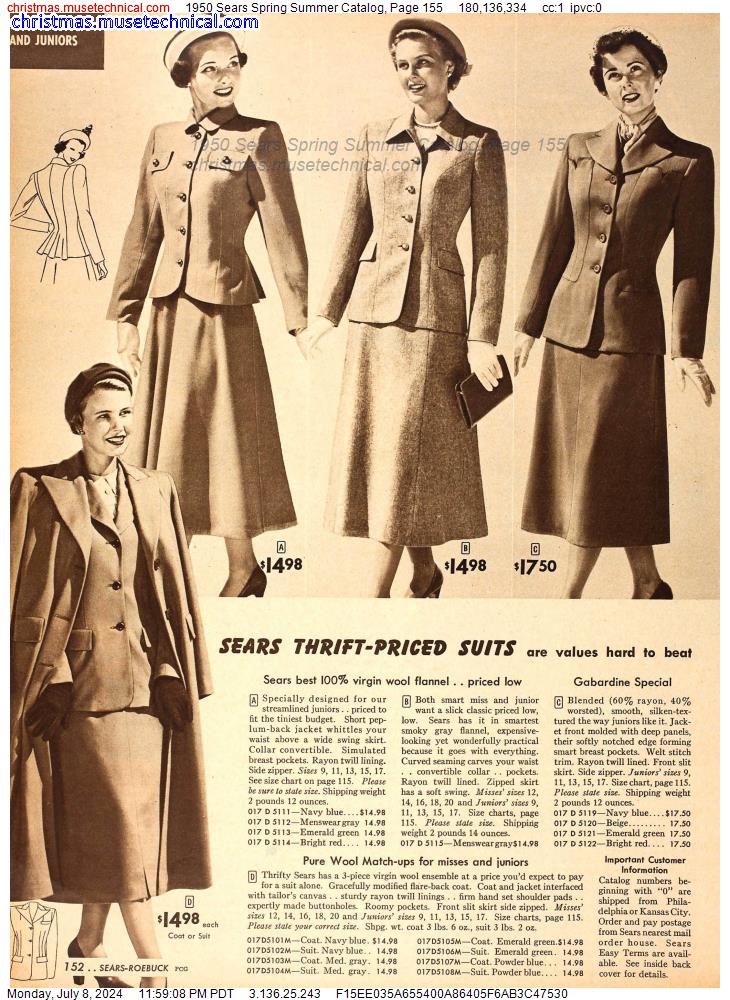 1950 Sears Spring Summer Catalog, Page 155