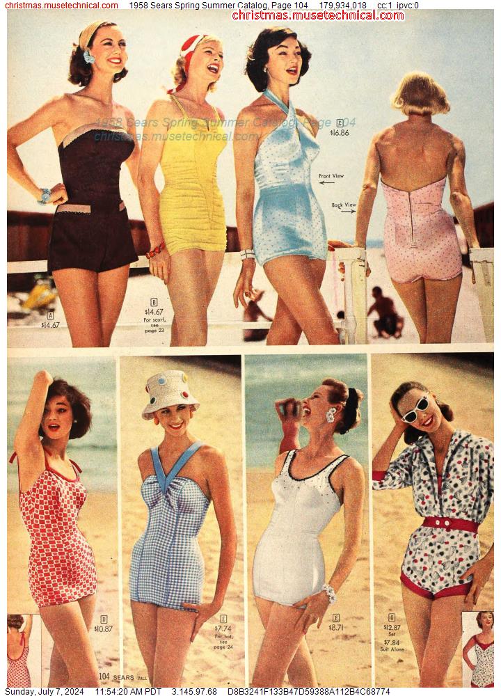1958 Sears Spring Summer Catalog, Page 104