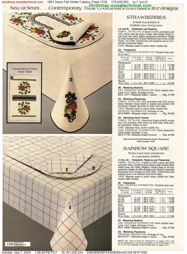 1981 Sears Fall Winter Catalog, Page 1338