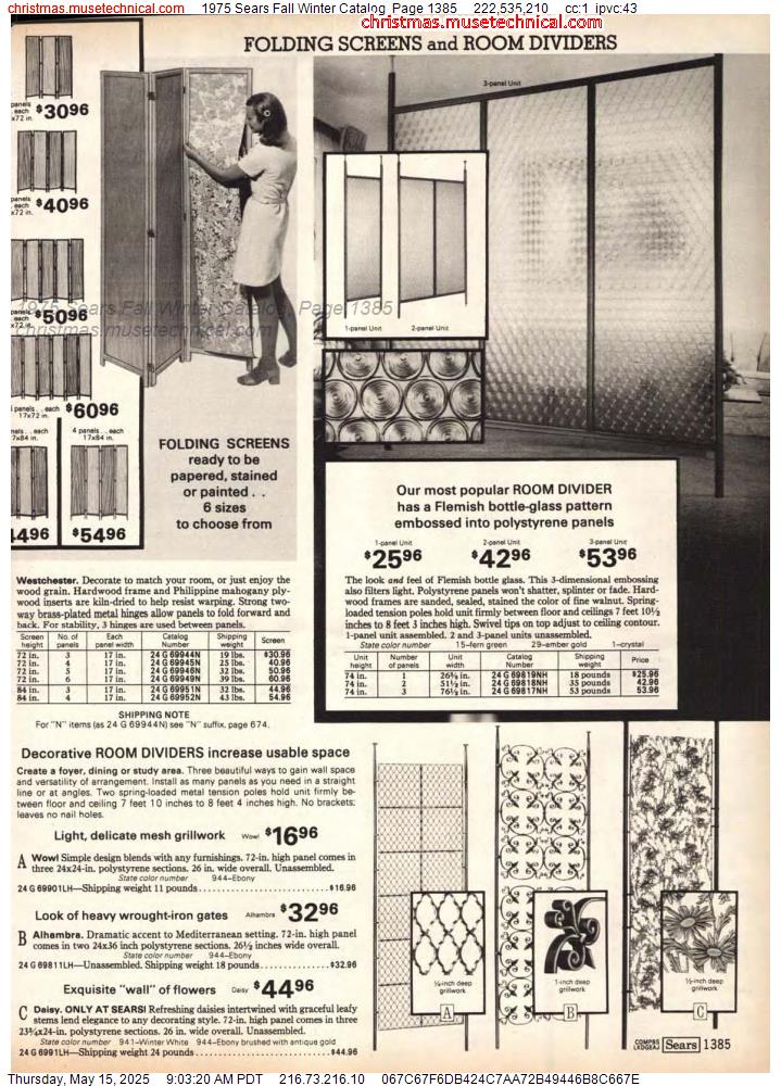 1975 Sears Fall Winter Catalog, Page 1385