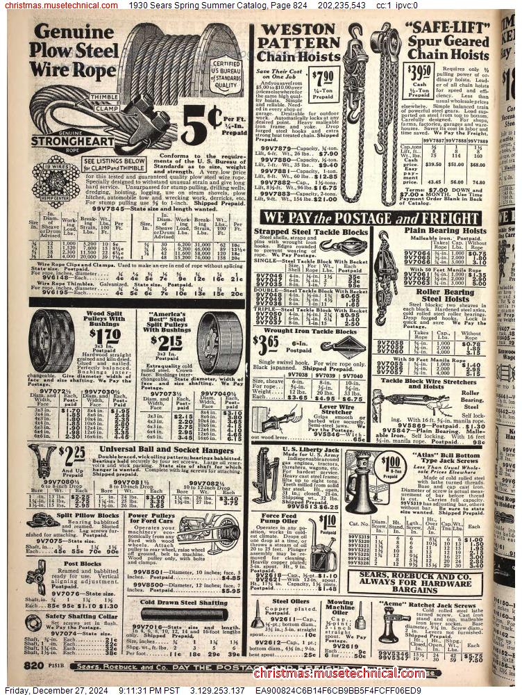 1930 Sears Spring Summer Catalog, Page 824