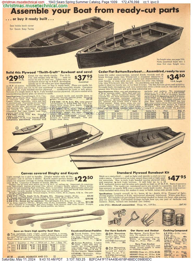 1943 Sears Spring Summer Catalog, Page 1009