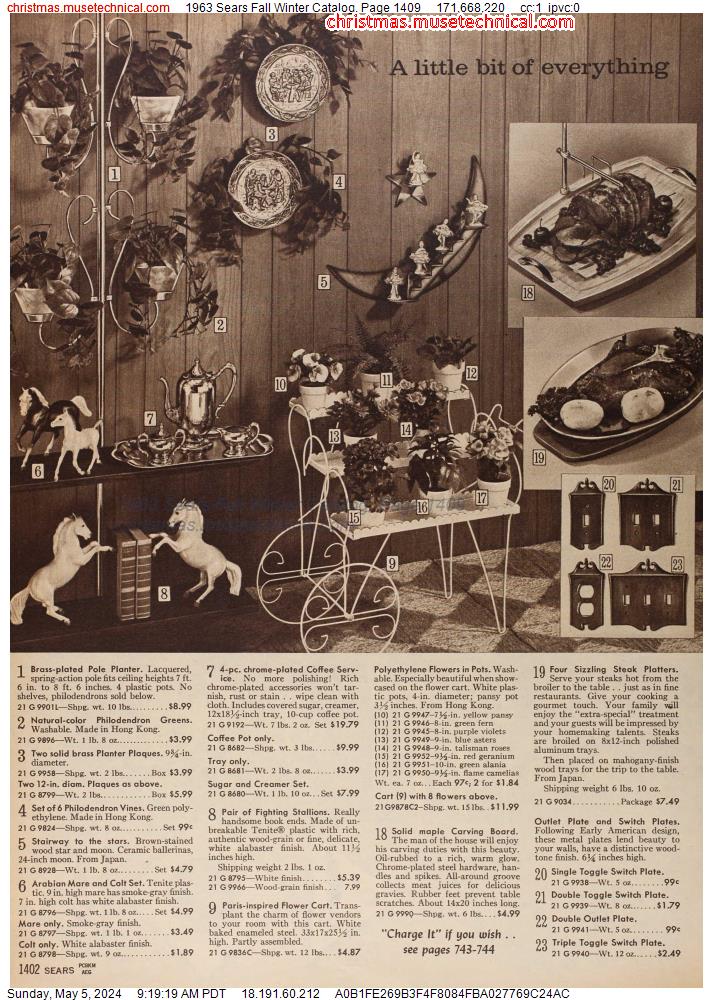 1963 Sears Fall Winter Catalog, Page 1409