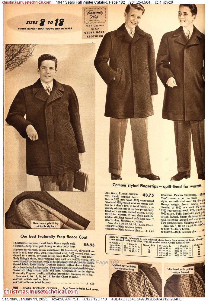 1947 Sears Fall Winter Catalog, Page 182