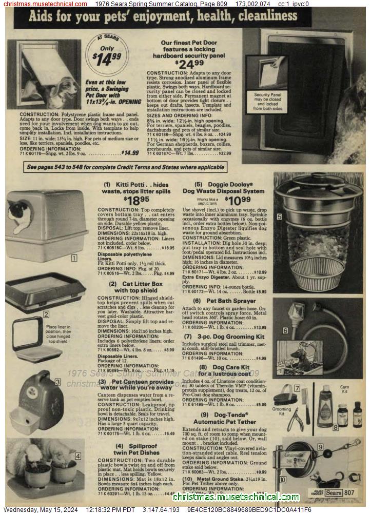 1976 Sears Spring Summer Catalog, Page 809