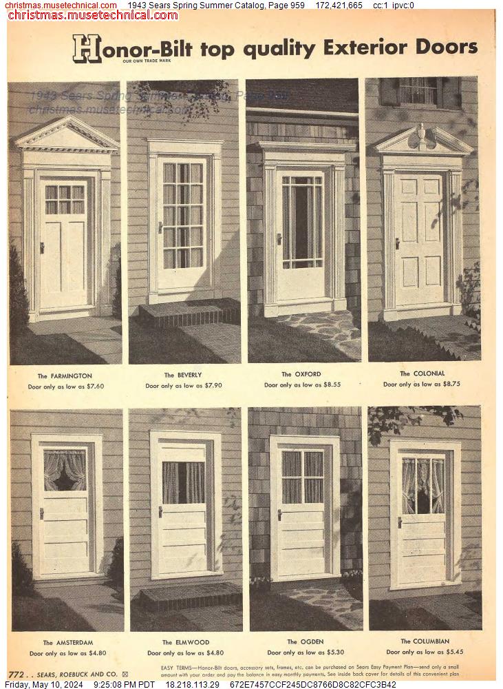 1943 Sears Spring Summer Catalog, Page 959