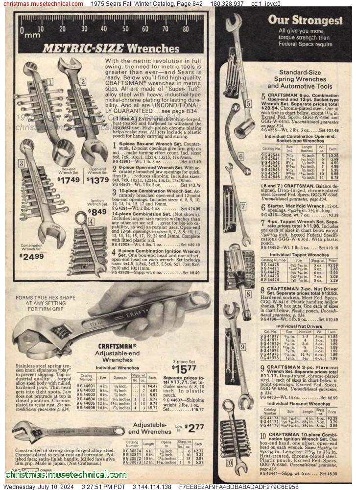1975 Sears Fall Winter Catalog, Page 842