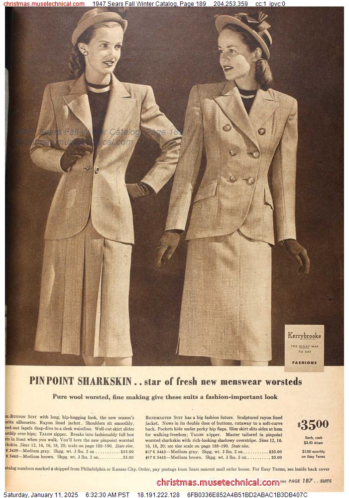 1947 Sears Fall Winter Catalog, Page 189