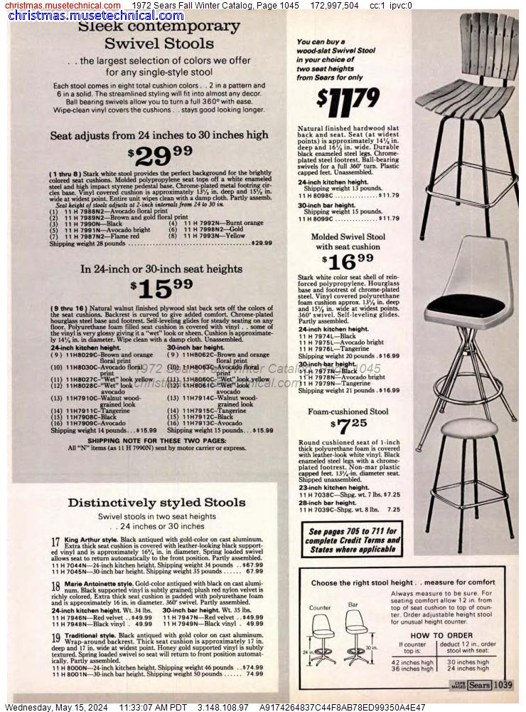1972 Sears Fall Winter Catalog, Page 1045