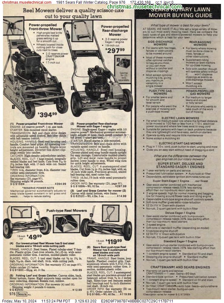 1981 Sears Fall Winter Catalog, Page 976