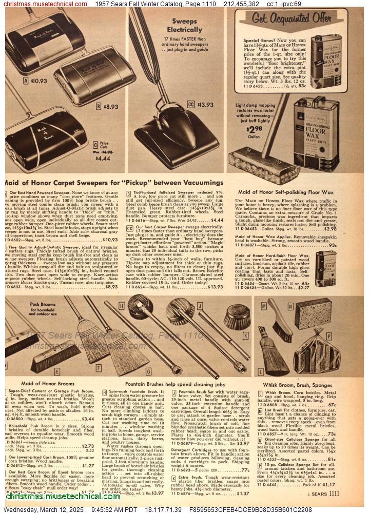 1957 Sears Fall Winter Catalog, Page 1110