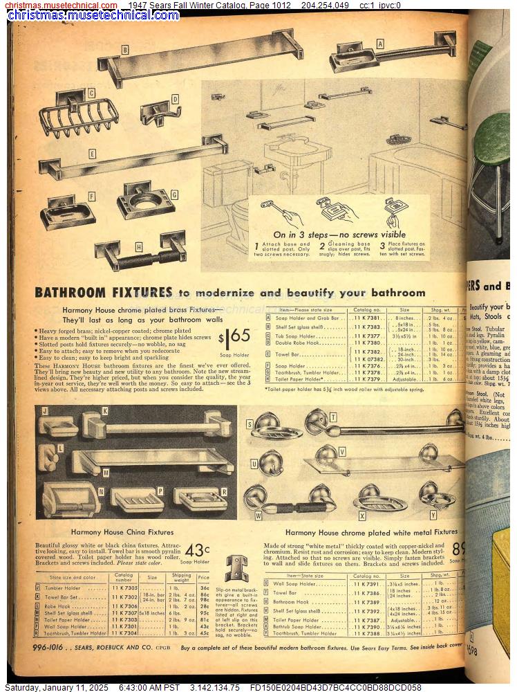 1947 Sears Fall Winter Catalog, Page 1012