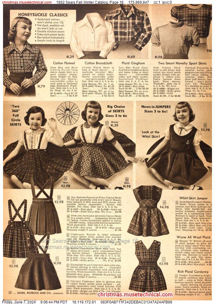 1952 Sears Fall Winter Catalog, Page 16