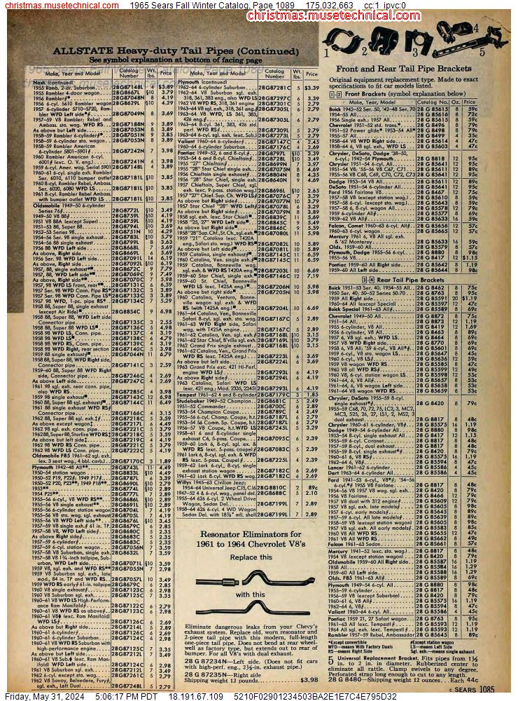 1965 Sears Fall Winter Catalog, Page 1089