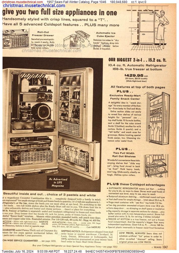 1957 Sears Fall Winter Catalog, Page 1046