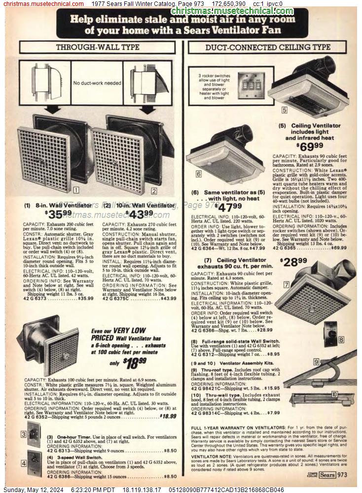 1977 Sears Fall Winter Catalog, Page 973