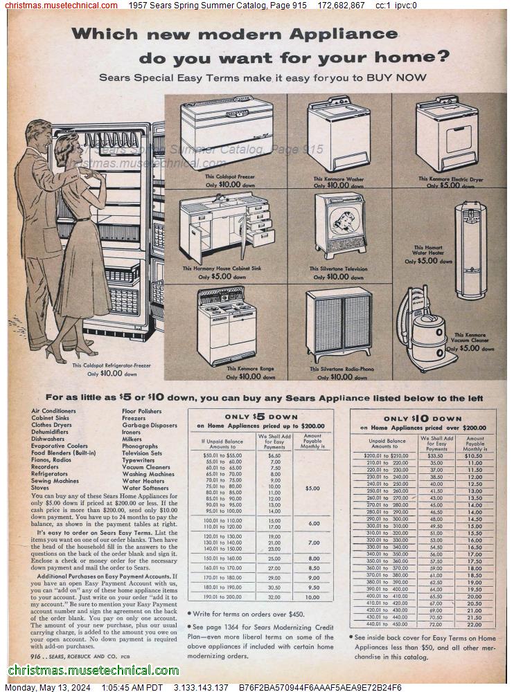 1957 Sears Spring Summer Catalog, Page 915