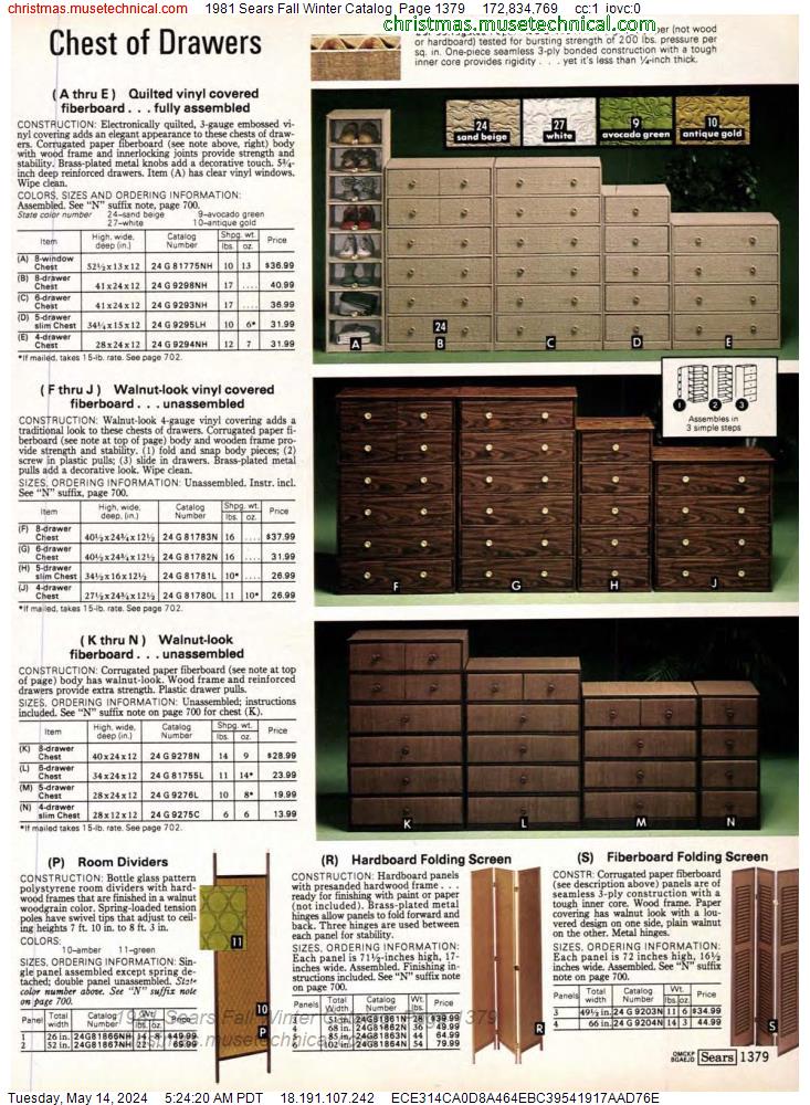 1981 Sears Fall Winter Catalog, Page 1379