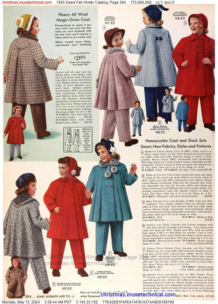 1955 Sears Fall Winter Catalog, Page 394