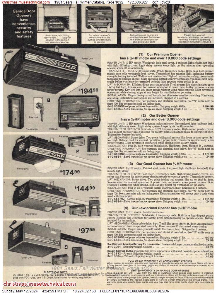 1981 Sears Fall Winter Catalog, Page 1032