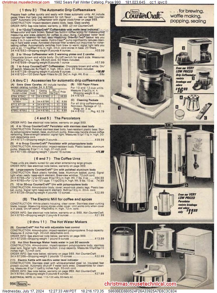 1982 Sears Fall Winter Catalog, Page 990
