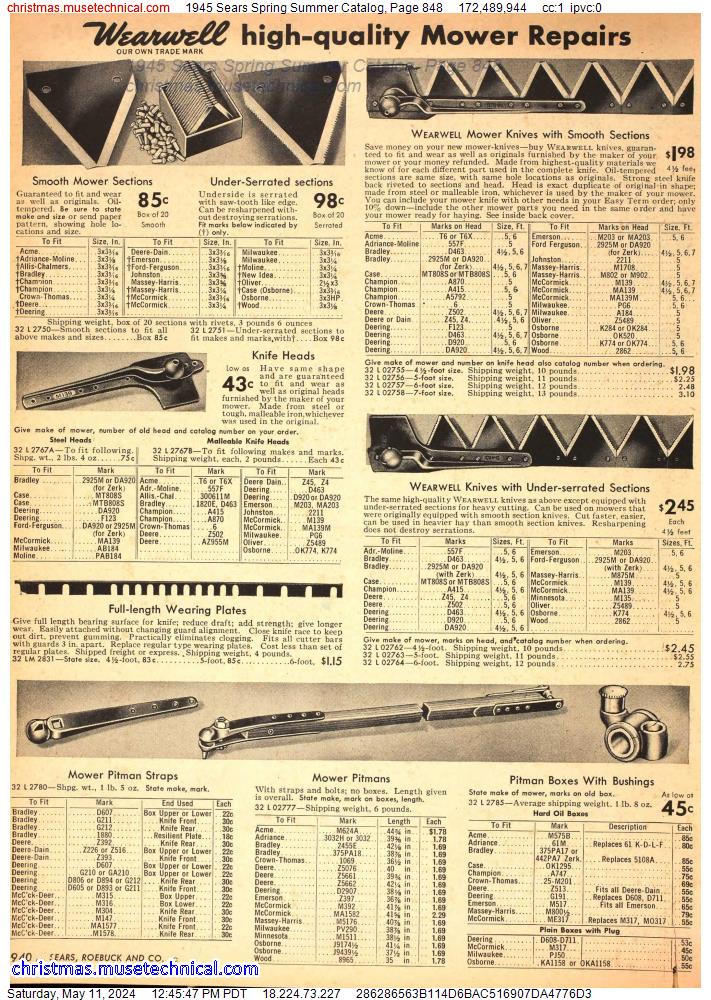 1945 Sears Spring Summer Catalog, Page 848