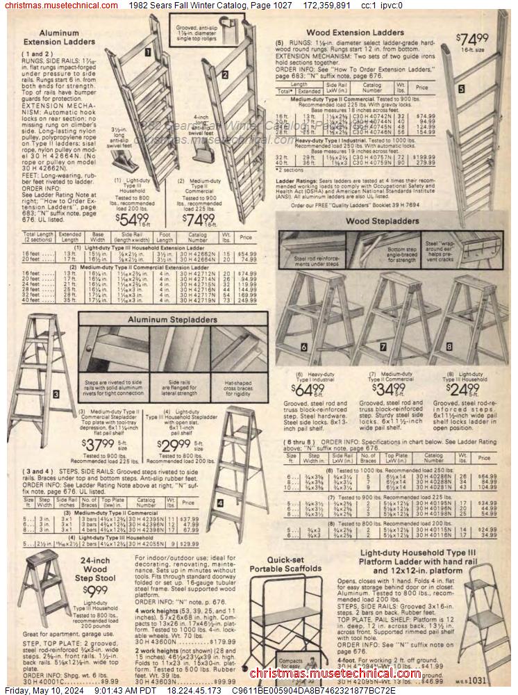 1982 Sears Fall Winter Catalog, Page 1027