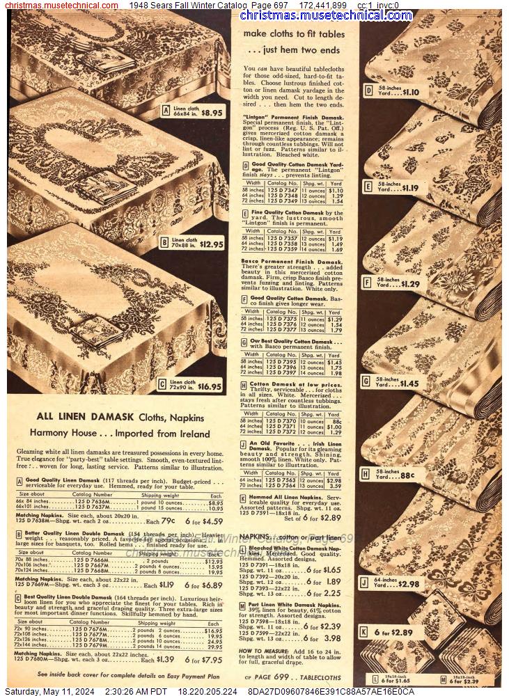 1948 Sears Fall Winter Catalog, Page 697