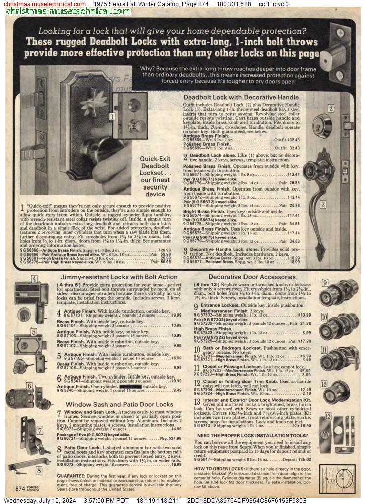 1975 Sears Fall Winter Catalog, Page 874