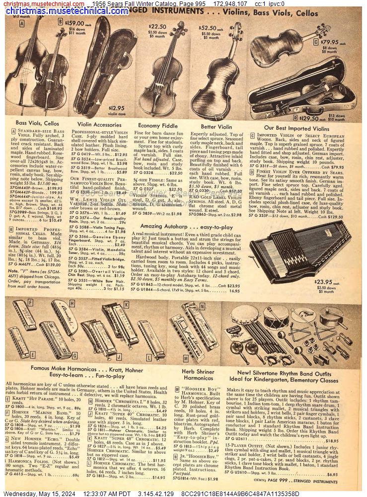 1956 Sears Fall Winter Catalog, Page 995