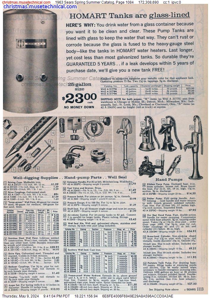 1963 Sears Spring Summer Catalog, Page 1084